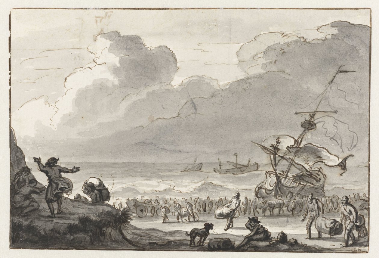 Carico di una nave portato a terra da Ludolf Bakhuysen