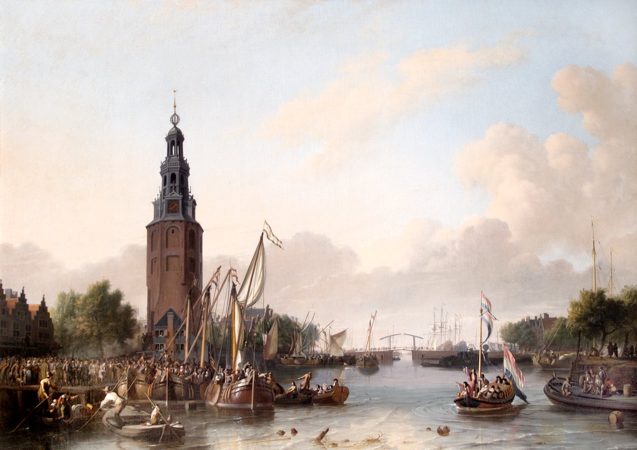 Un uomo di rango che si imbarca ad Amsterdam da Ludolf I Backhuysen