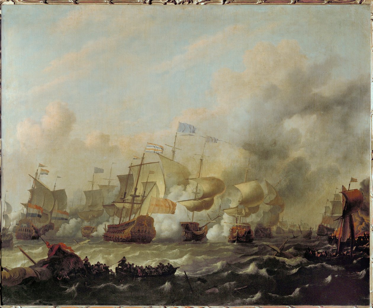 Ultima battaglia navale della guerra olandese-inglese ... (dipinto su tela) da Ludolf I Backhuyzen
