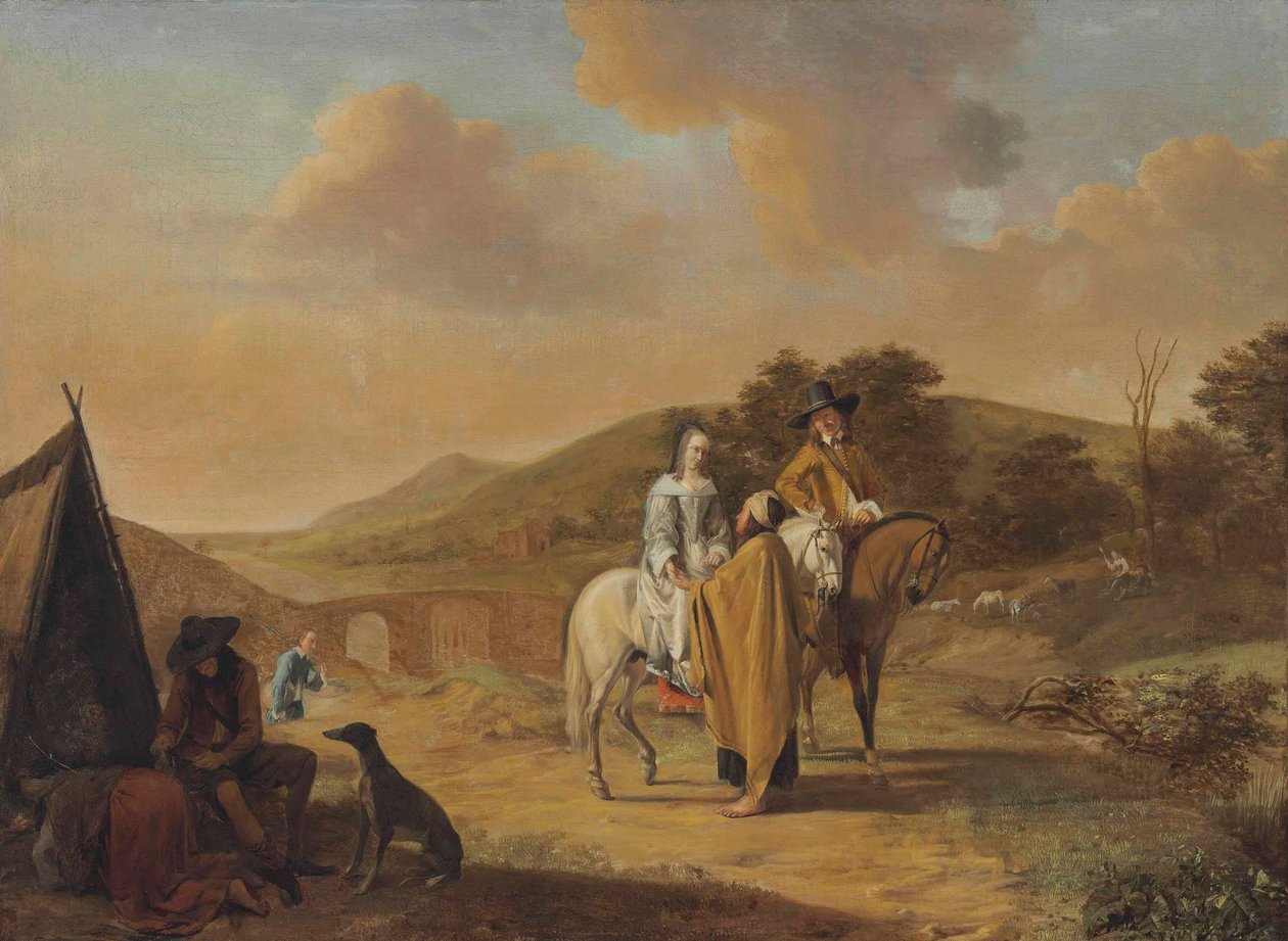 Tedesco: Grande paesaggio con cartomante La cartomante da Ludolf de Jongh