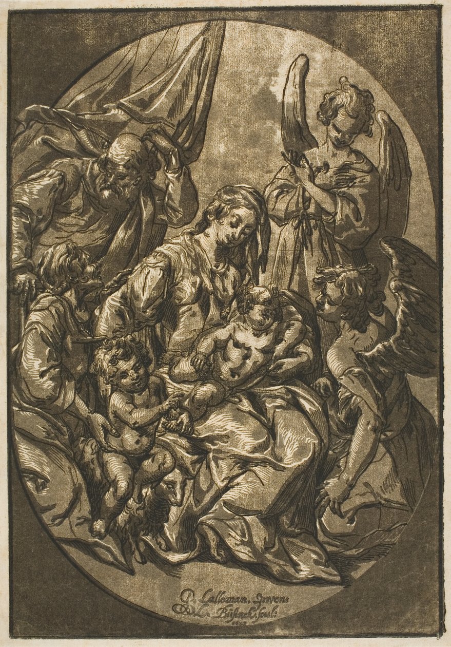 Sacra Famiglia in una Cornice Ovale da Ludolph Büsinck