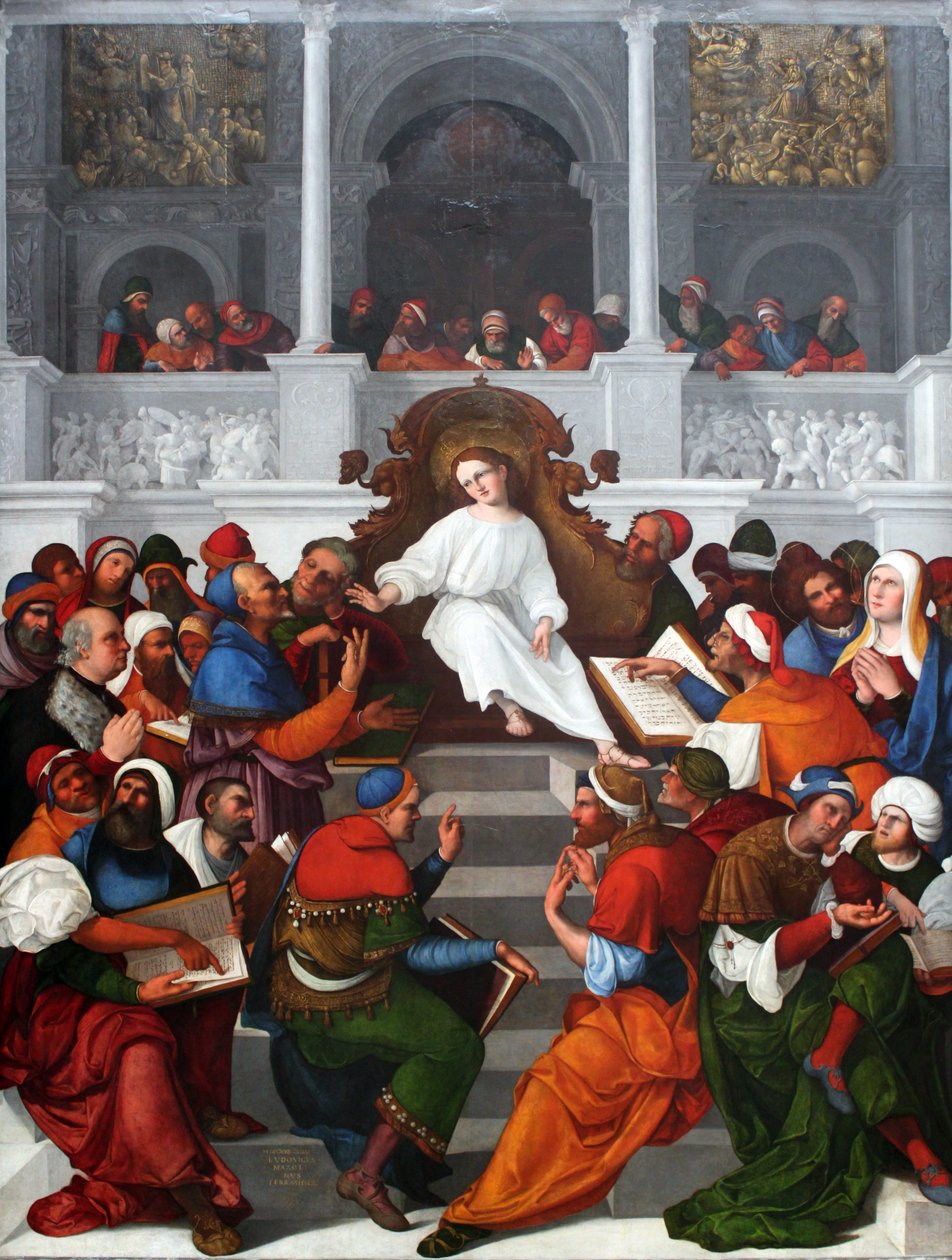 Gesù dodicenne insegna nel tempio da Ludovico Mazzolino