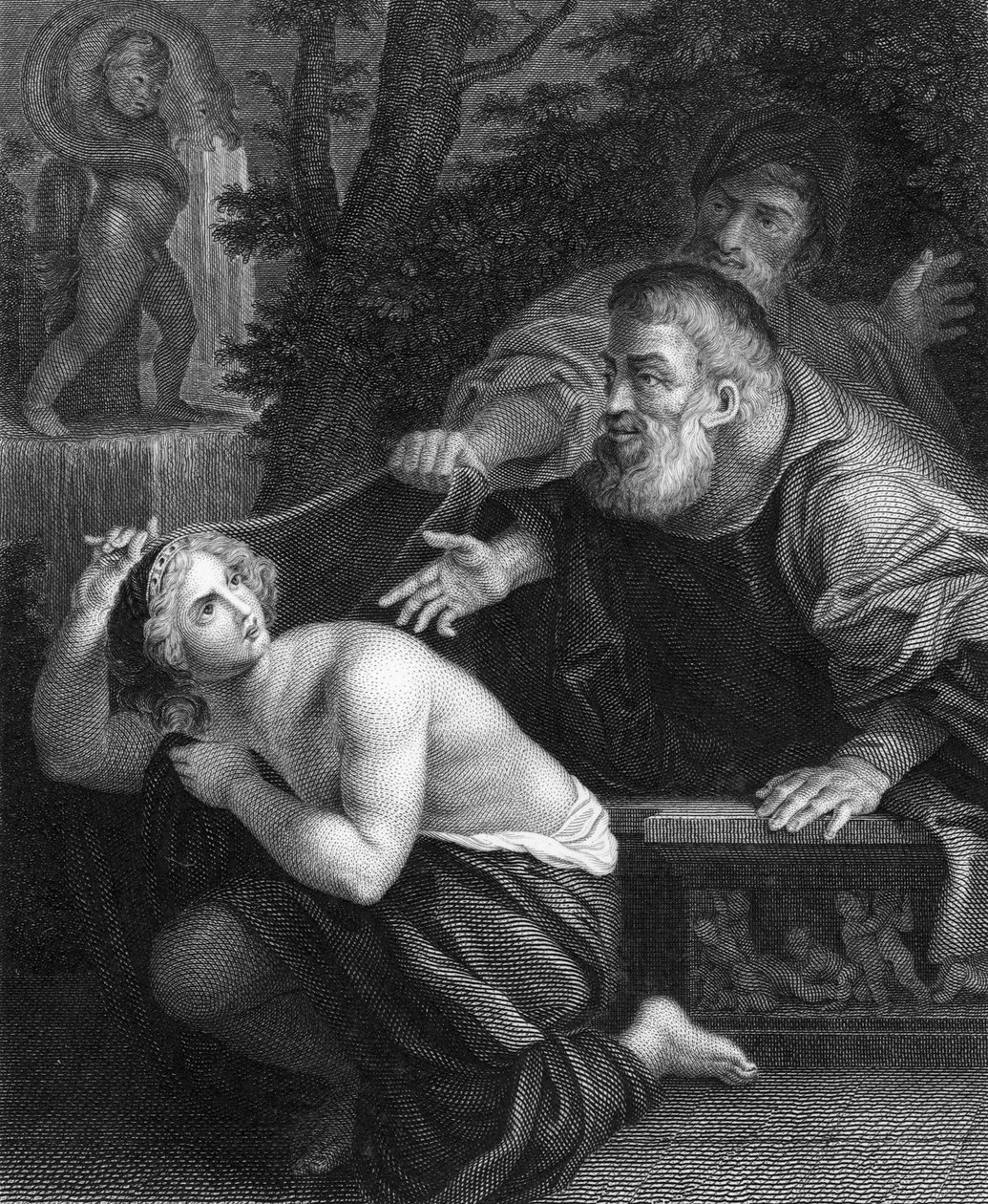 Susannah e gli anziani (incisione) da Ludovico (after) Carracci