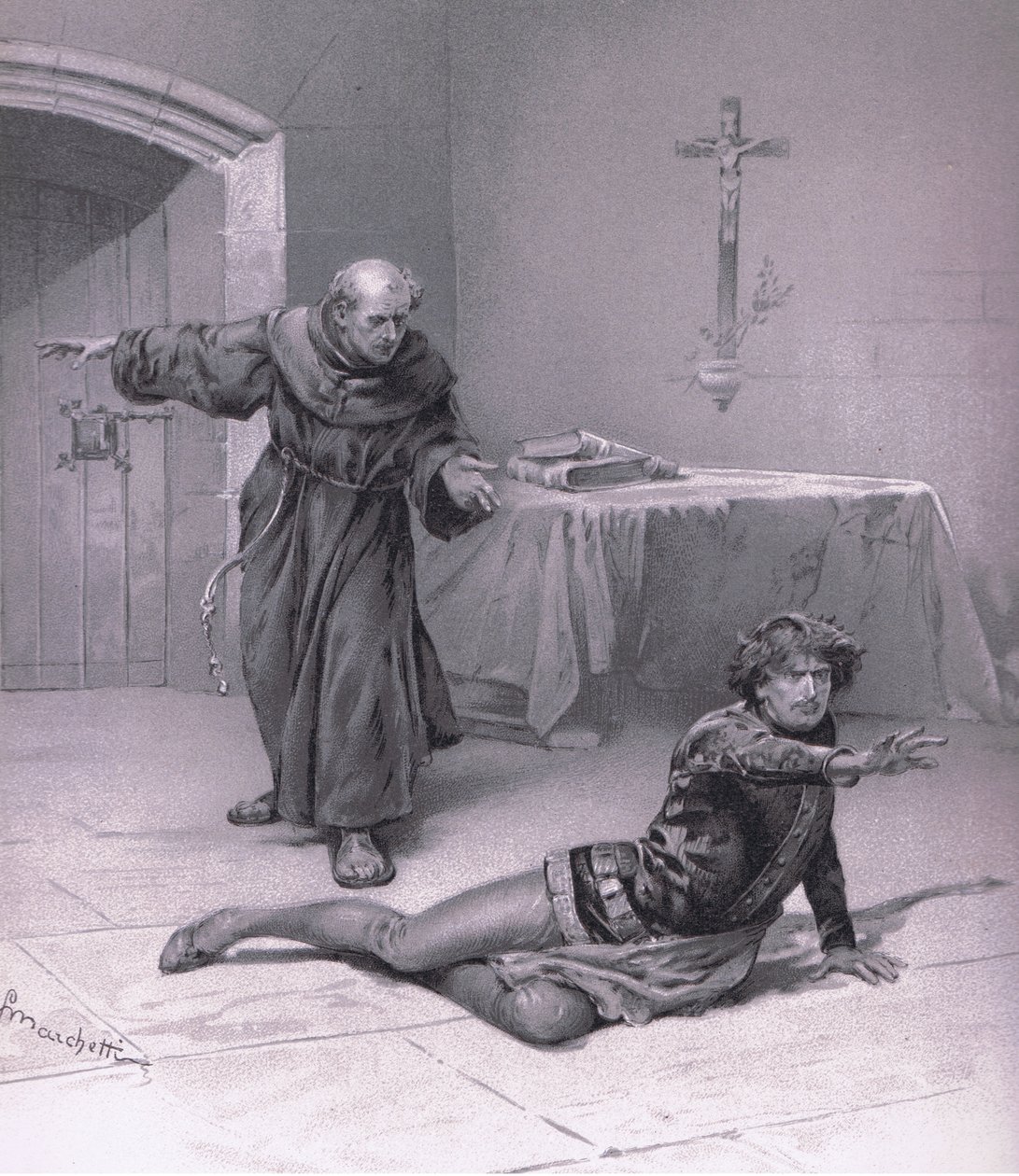 Vivi qui in paradiso, e puoi guardarla., illustrazione da Romeo e Giulietta da Ludovico Marchetti