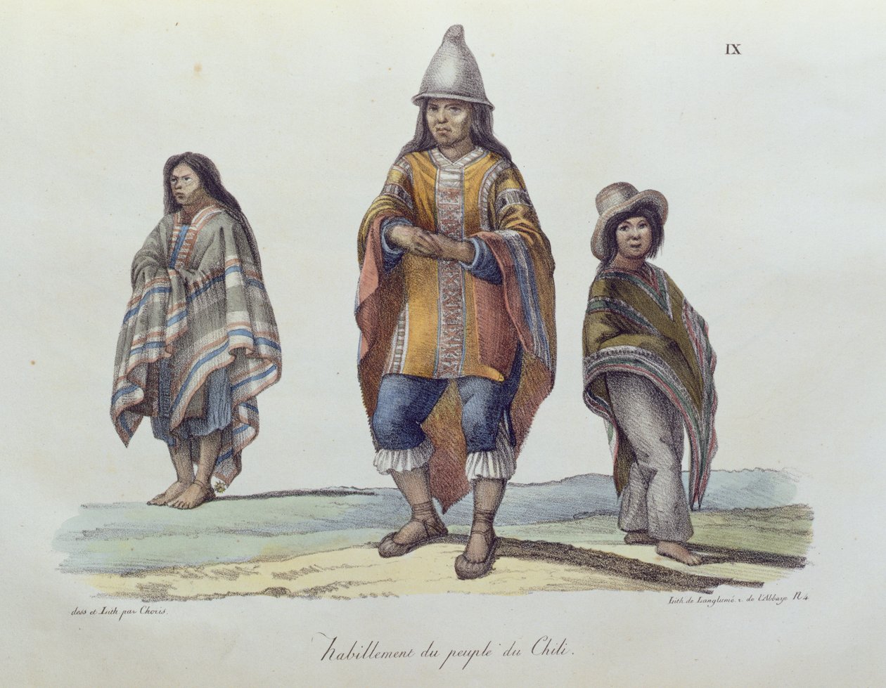Costume del popolo del Cile, da Voyage Pittoresque Autour du Monde, pubblicato nel 1822 da Ludwig Choris