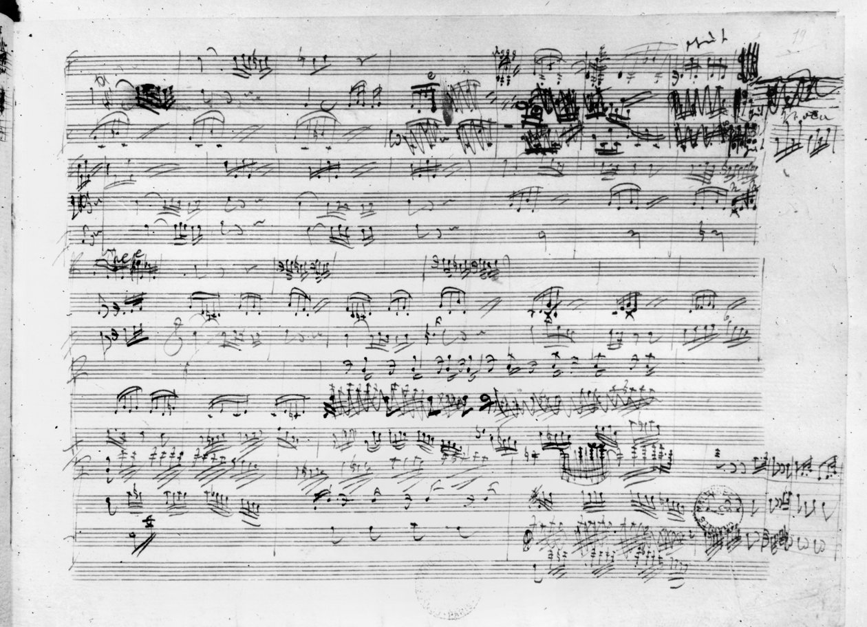 Partitura autografa per il Trio mi bemolle opus 3 da Ludwig van Beethoven