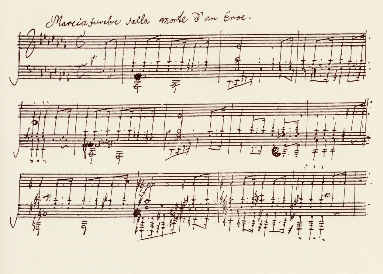 Parte del manoscritto della Sonata in La bemolle maggiore di Beethoven, Opus 26 da Ludwig van Beethoven