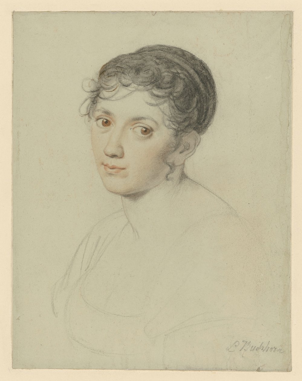 Testa femminile, ritratto a mezzo busto da Ludwig Buchhorn