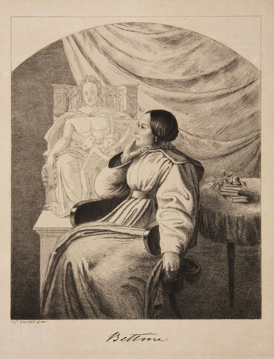 Ritratto della scrittrice Bettine von Arnim 1785-1859, nata Brentano, 1838 da Ludwig Emil Grimm
