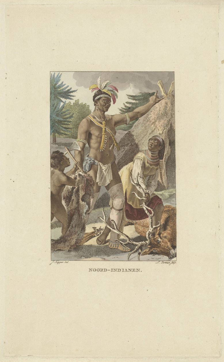 Famiglia irochese davanti a un tipi da Ludwig Gottlieb Portman