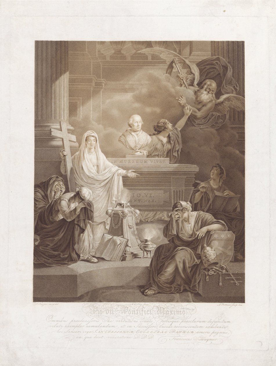 Stampa commemorativa per papa Pio VI da Ludwig Gottlieb Portman