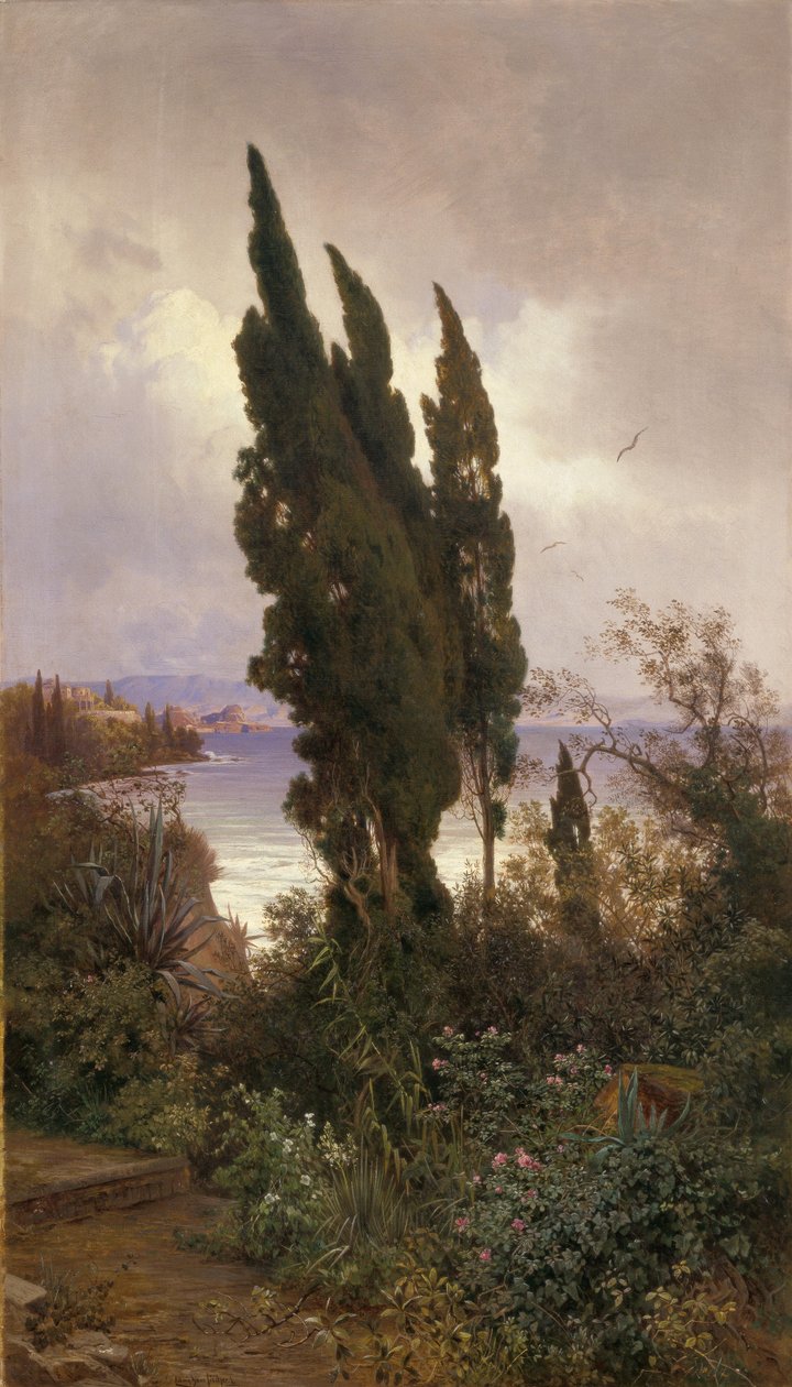 Giardino davanti al castello reale di Corfù da Ludwig Hans Fischer