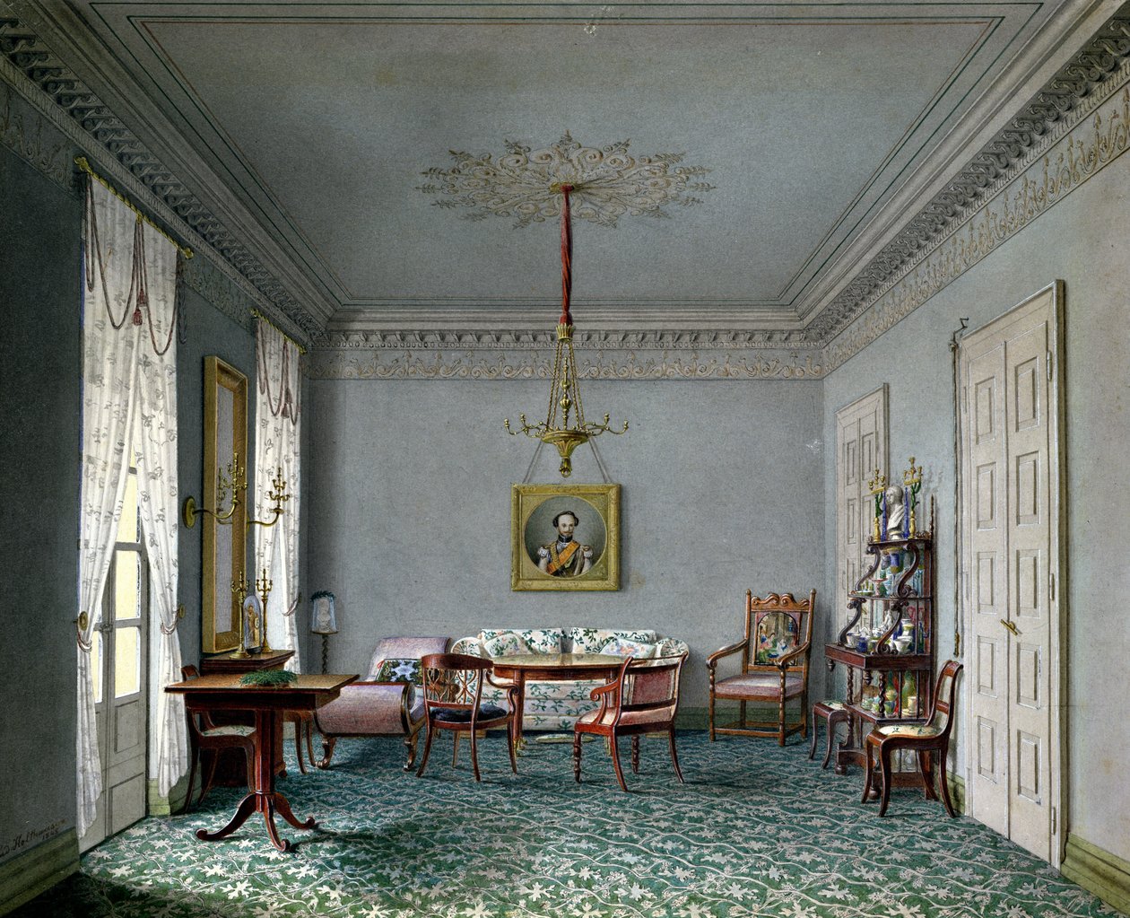 Interno del salotto nel palazzo di Stoccarda, Wurttemburg da Ludwig Holthausen