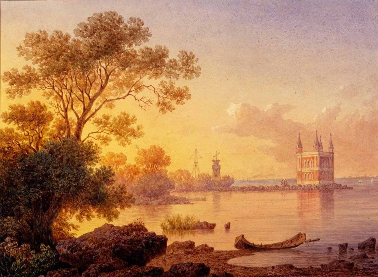 Vista sul padiglione delle rose Ozerki a Peterhof da Ludwig Premazzi