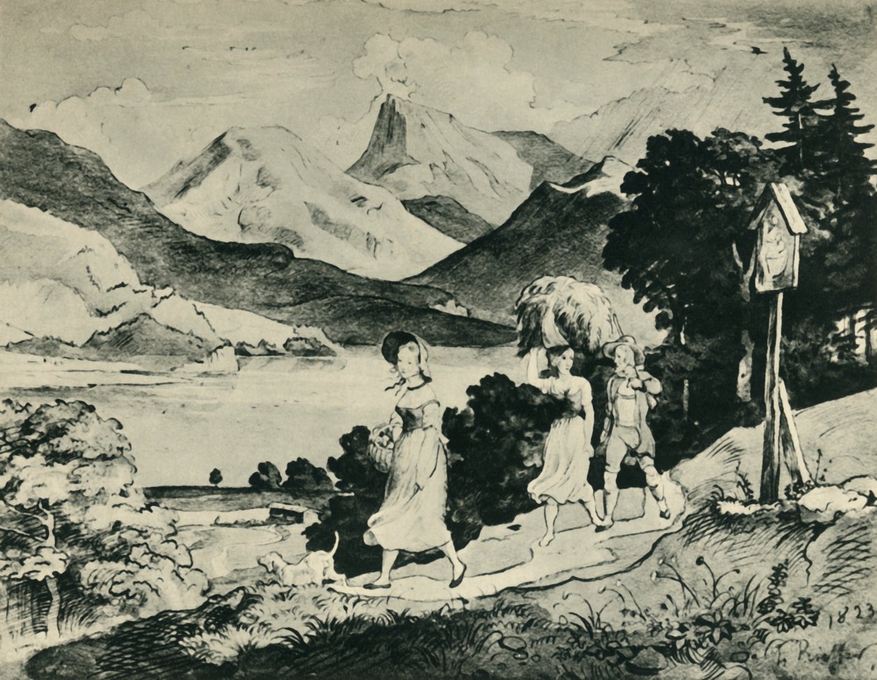 Lago Fuschl, Salisburgo, Austria, 1823, 1943 da Ludwig Richter