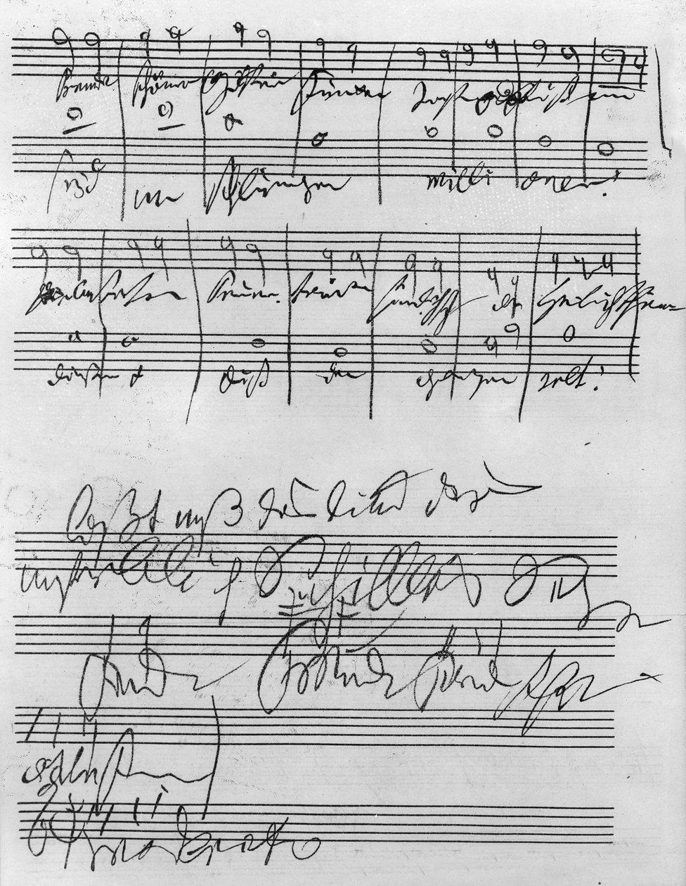 Partitura musicale manoscritta (inchiostro su carta) da Ludwig van Beethoven