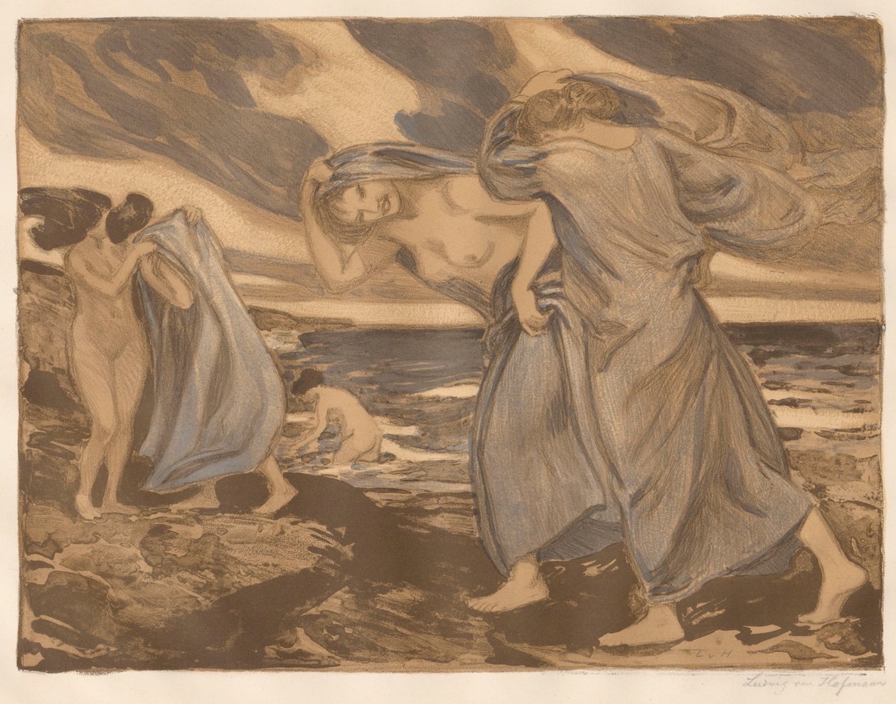 Ragazza in riva al mare da Ludwig von Hofmann