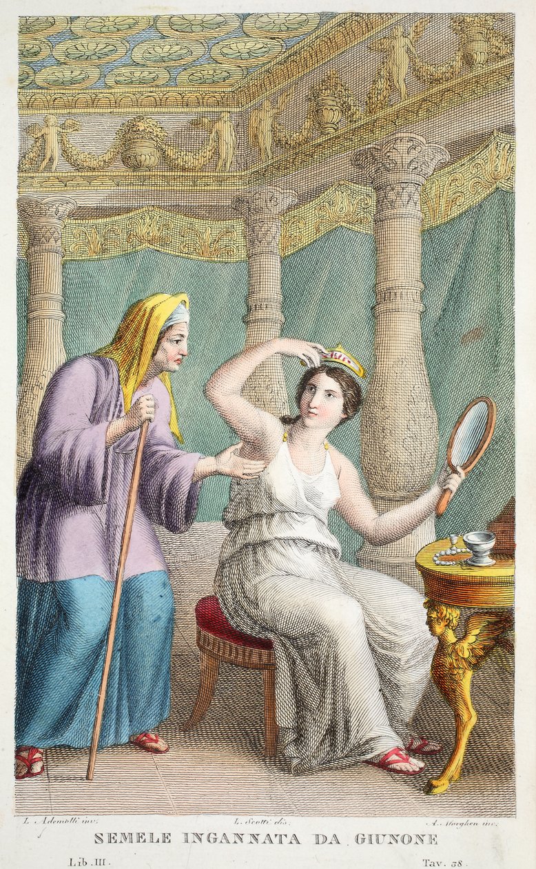 Semele ingannata da Giunone, illustrazione dalle Metamorfosi di Ovidio, Firenze, 1832 da Luigi Ademollo
