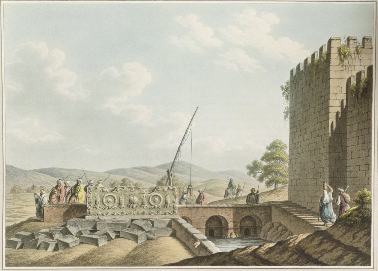 Un sarcofago dalle tombe dei re, Gerusalemme, pubblicato da William Watts da Luigi Mayer