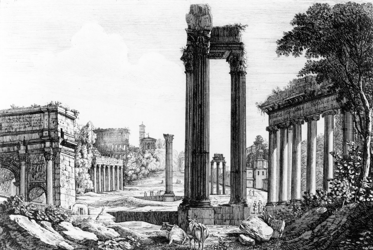Veduta generale del Foro Romano, 1817 da Luigi Rossini