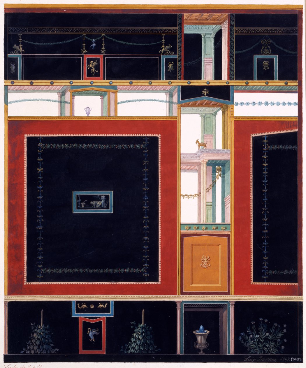 Decorazioni murali dalla Casa di Aulo Vettio, Pompei, c.36-39 d.C., 1897 da Luigi Bazzani