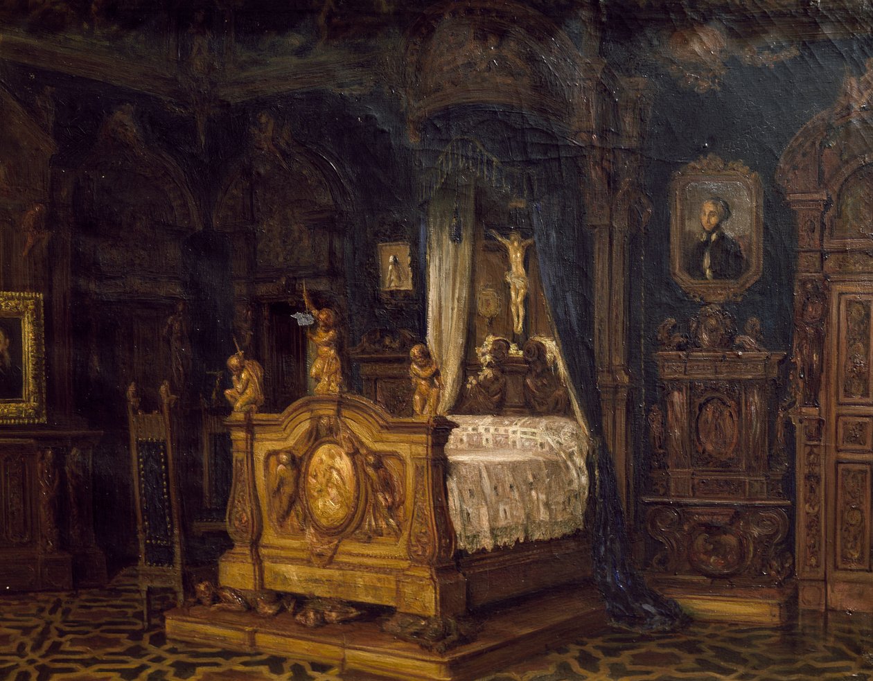 Interno della camera da letto del nobile Gian Giacomo Poldi Pezzoli, ca 1860 da Luigi Bisi
