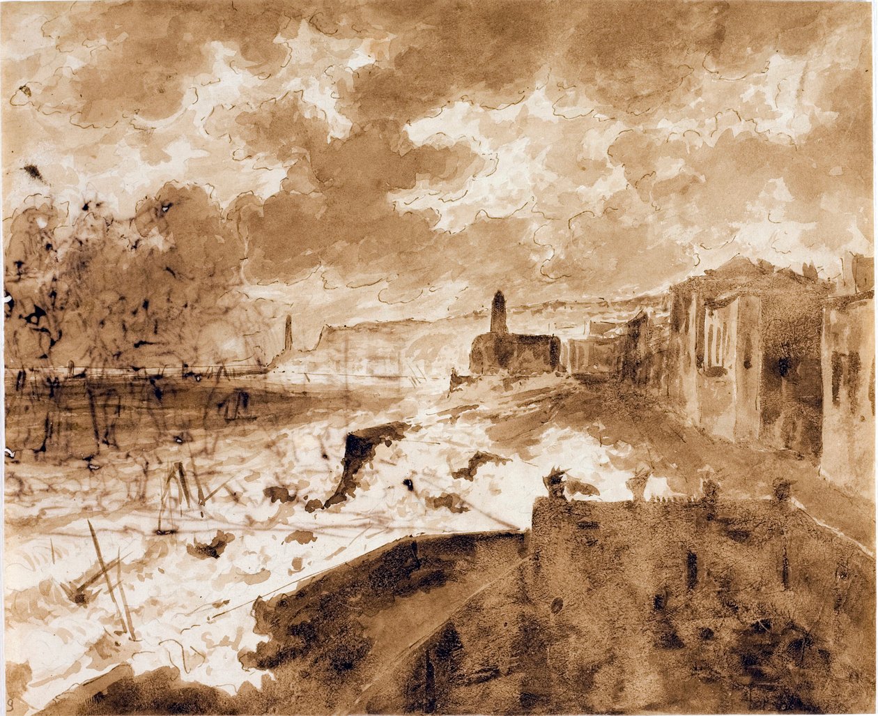 Litorale a Genova, durante le alte maree del 1821 da Luigi Garibbo