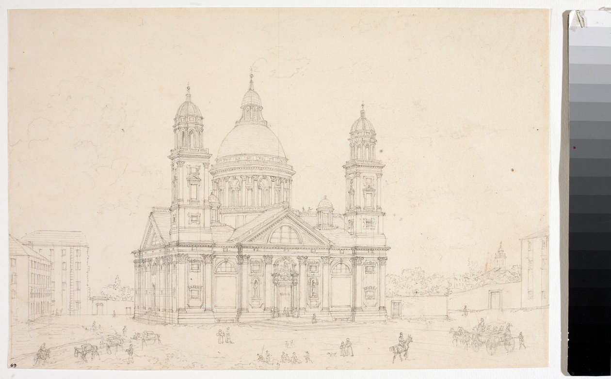Veduta della Basilica di Santa Maria Assunta di Carignano a Genova (Disegno) da Luigi Garibbo