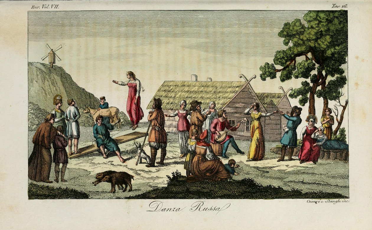 Danza russa. Illustrazione da Il costume antico e moderno o storia del governo di Giulio Ferrario da Luigi Giarrè