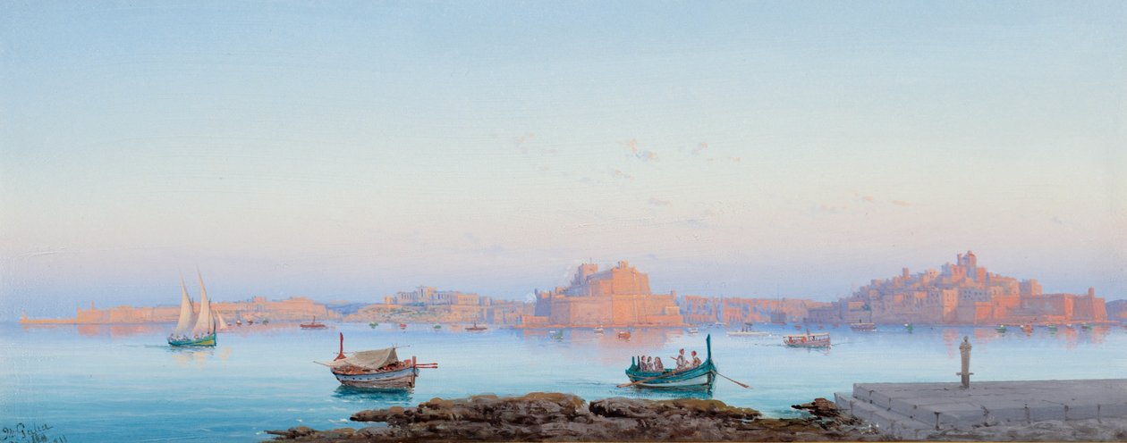 Grand Harbour, Malta, da Valletta, 1911 da Luigi Maria Galea