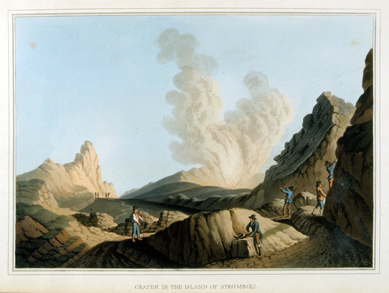 Cratere dello Stromboli - in "Views in the Ottoman Dominions, in Europe, in Asia, and some of the Mediterranean islands" di Luigi Mayer, Londra da Luigi Mayer