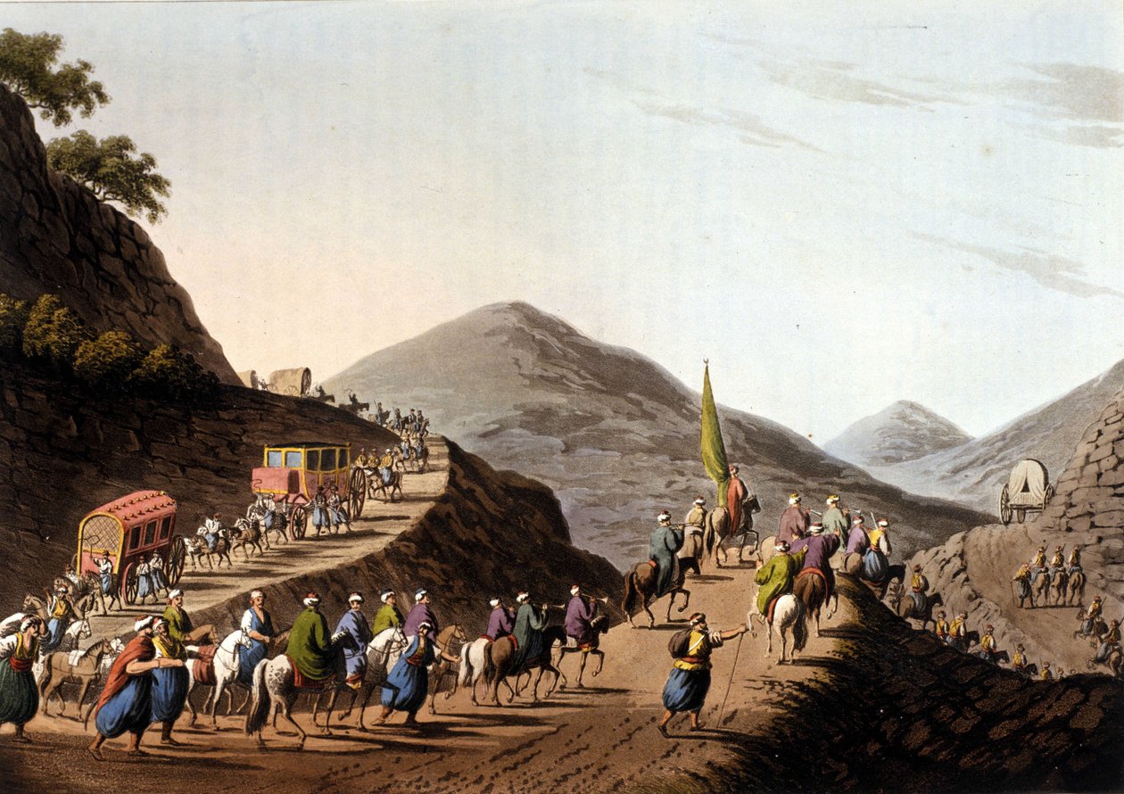 Esodo sulle strade dei monti dei Balcani - in Vedute nei domini ottomani, in Europa, in Asia e in alcune isole del Mediterraneo dai disegni originali di Luigi Mayer, Londra da Luigi Mayer