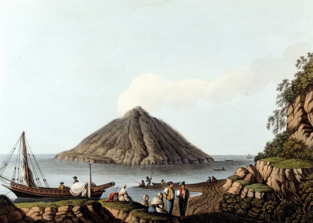 Isola di Stromboli - in "Vedute dei Domini Ottomani, in Europa, in Asia, e alcune isole del Mediterraneo", di Luigi Mayer, Londra da Luigi Mayer