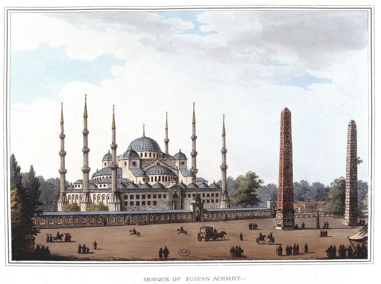 Moschea del Sultano Ahmed (1609-1616), Istanbul. in "Vedute nei domini ottomani, in Europa, in Asia e alcune delle isole del Mediterraneo" dai disegni originali di Luigi Mayer, Londra da Luigi Mayer