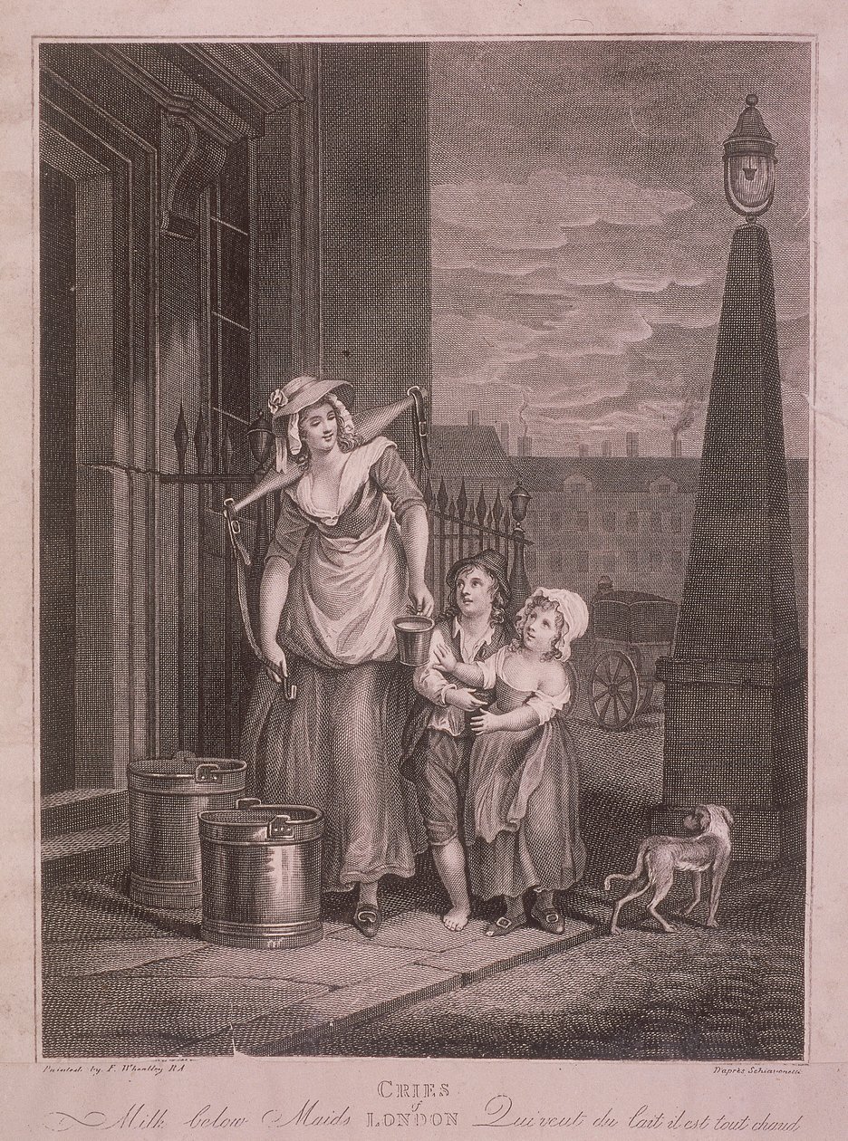 Latte sotto le cameriere, Grida di Londra, c1795 da Luigi Schiavonetti