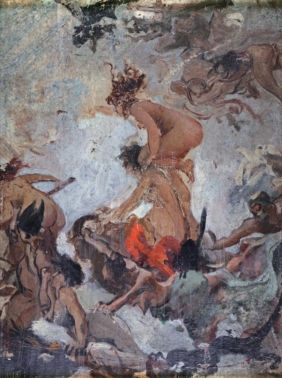 Schizzo di streghe che vanno al loro sabba da Luis Riccardo Falero