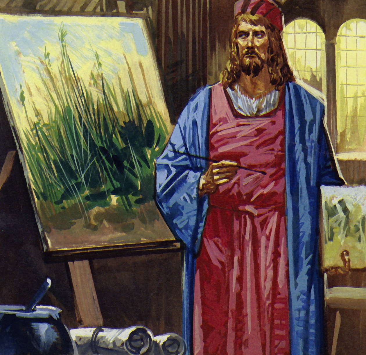 Durer si reca a Venezia e vi trascorre gran parte del suo tempo dipingendo (litografia a colori). da Luis Arcas Brauner
