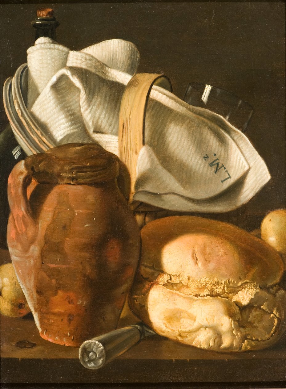Natura morta con pane, una brocca e un tovagliolo, dopo circa 1830 da Luis Egidio Melendez