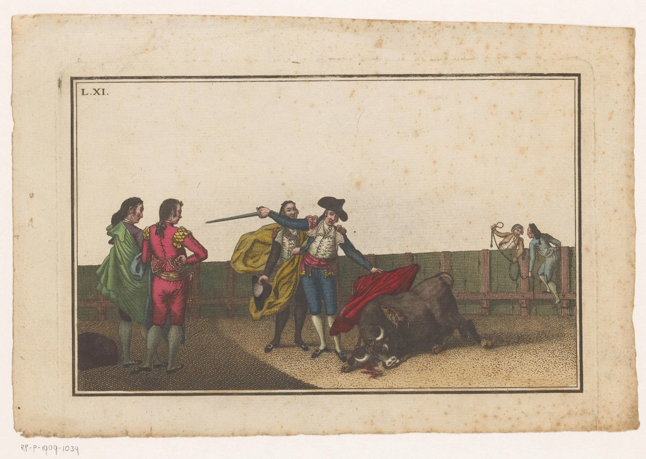 Toro trafitto da un matador (Coleccion de las principales suertes de una corrida de toros) da Luis Fernandez Noseret