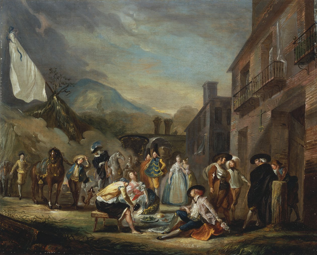 Un picnic in una locanda di campagna da Luis Paret y Alcazar