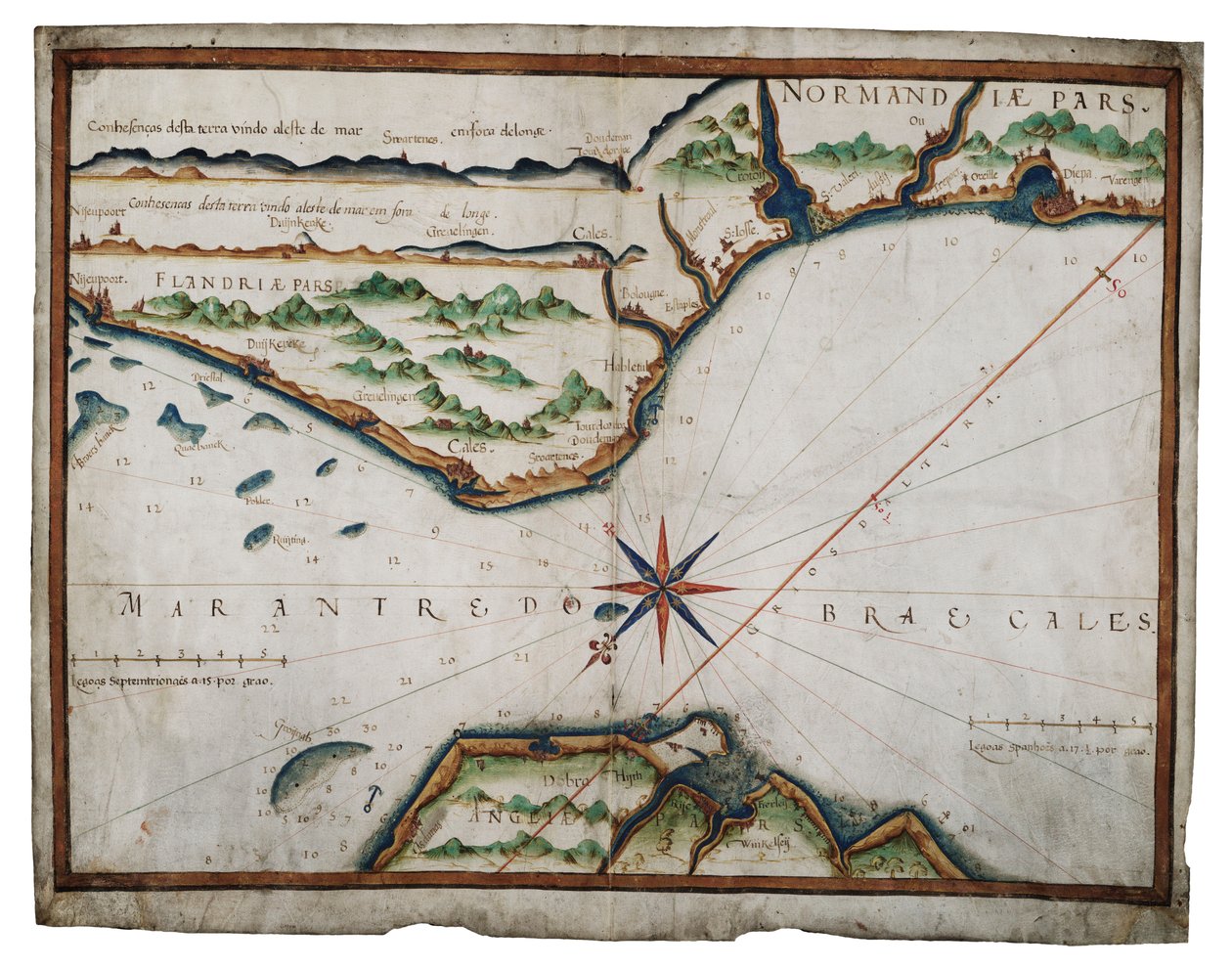 Carta dello Stretto di Dover, c.1587-88 da Luis Teixeira