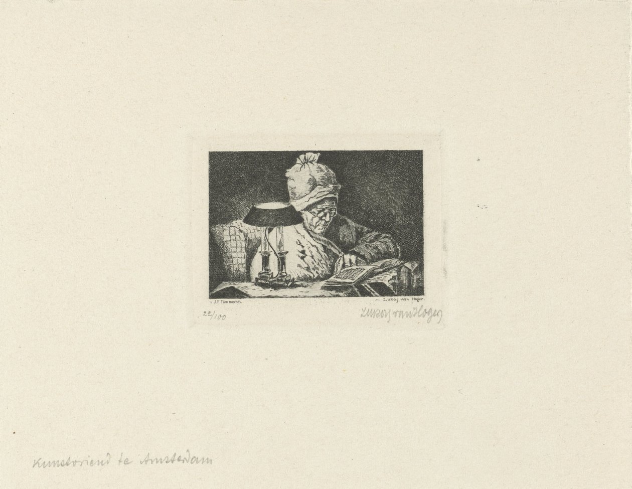 Uomo che legge da Lukas van Hoger (signed by artist)