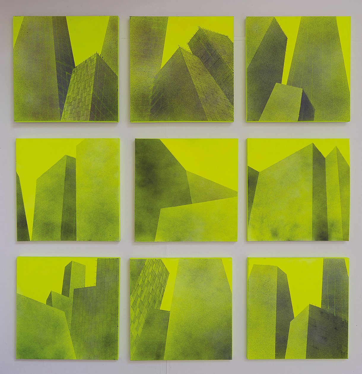 Serie costruita I - IX, , 2014 (acrilico su tela) da Luke M Walker