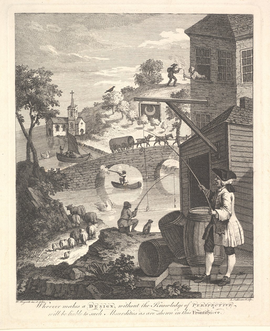 Satira sulla Prospettiva Falsa: Frontespizio alla Prospettiva di Kirby, febbraio 1754 da Luke Sullivan
