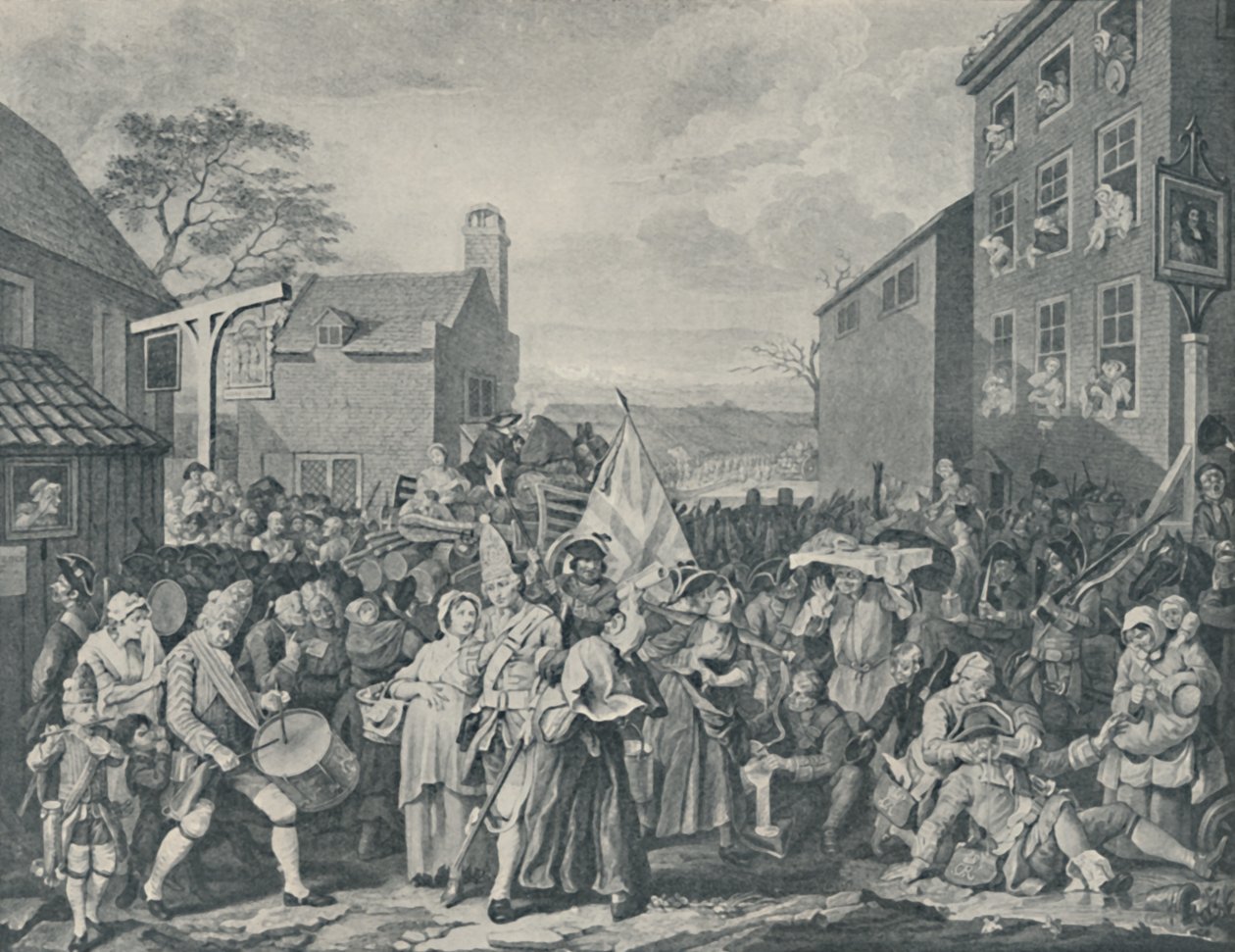 La marcia delle guardie verso la Scozia, 1745, 1920 da Luke Sullivan