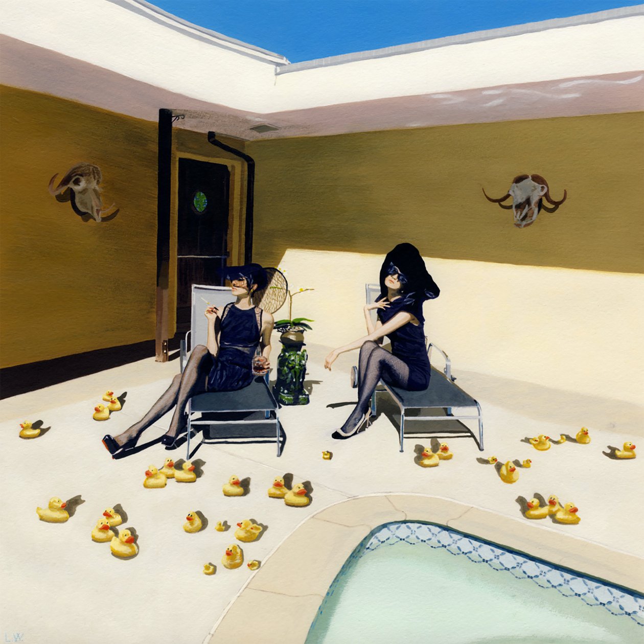 Quegli uccellini in alto sugli alberi, 2012 circa (pittura acrilica su carta) da Luke Waller