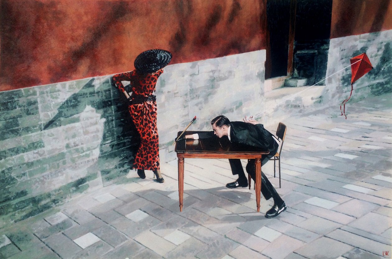 Throw It All Against The Wall, c.2015 (pittura acrilica su carta) da Luke Waller