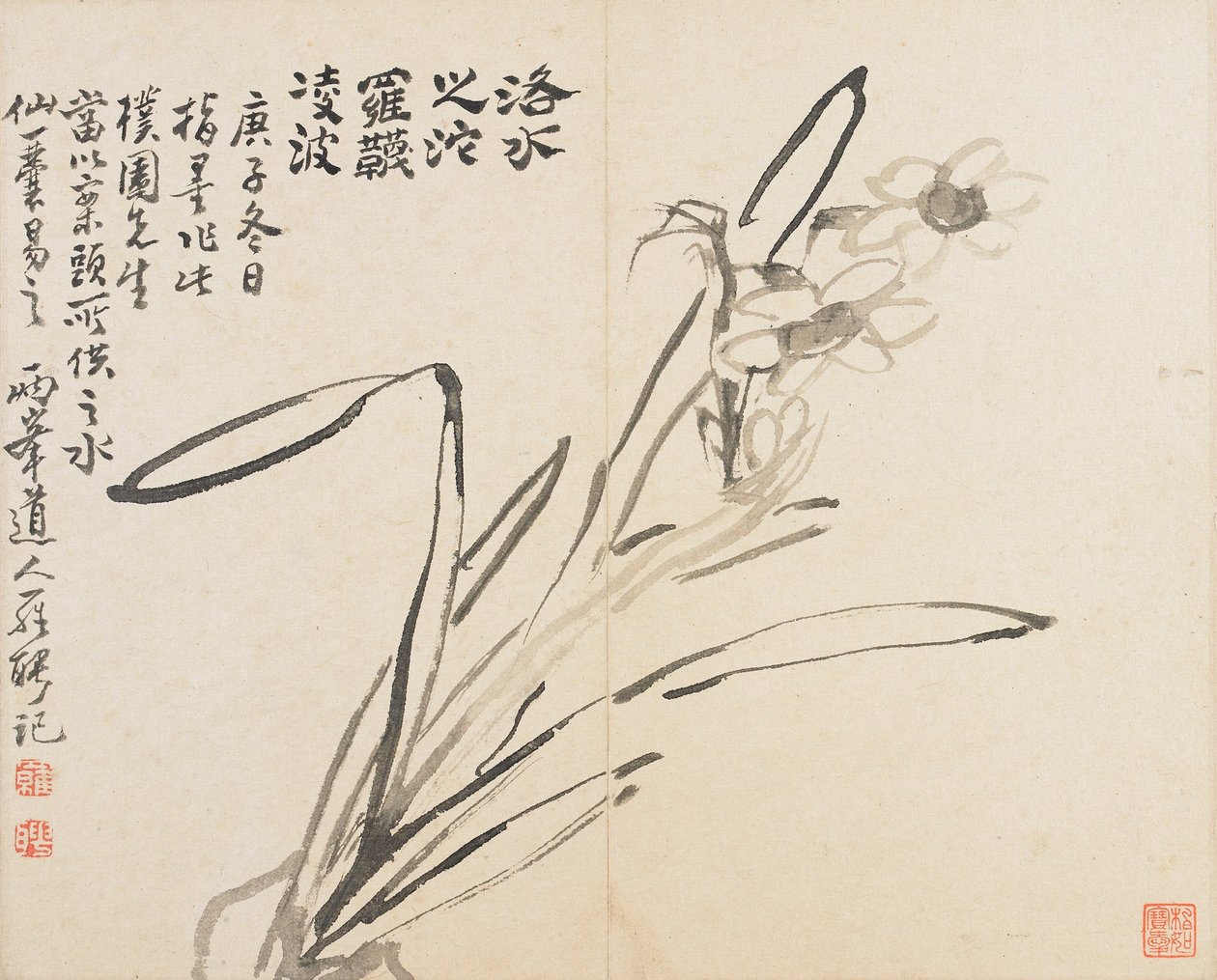 Paesaggi, fiori e uccelli - Narciso da Luo Ping