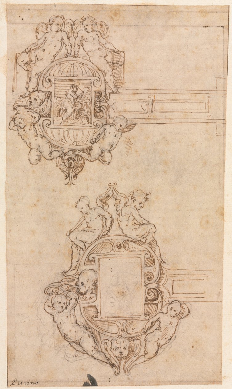 Progetto per Cerniere Decorative recto, metà 1500 da Luzio Romano