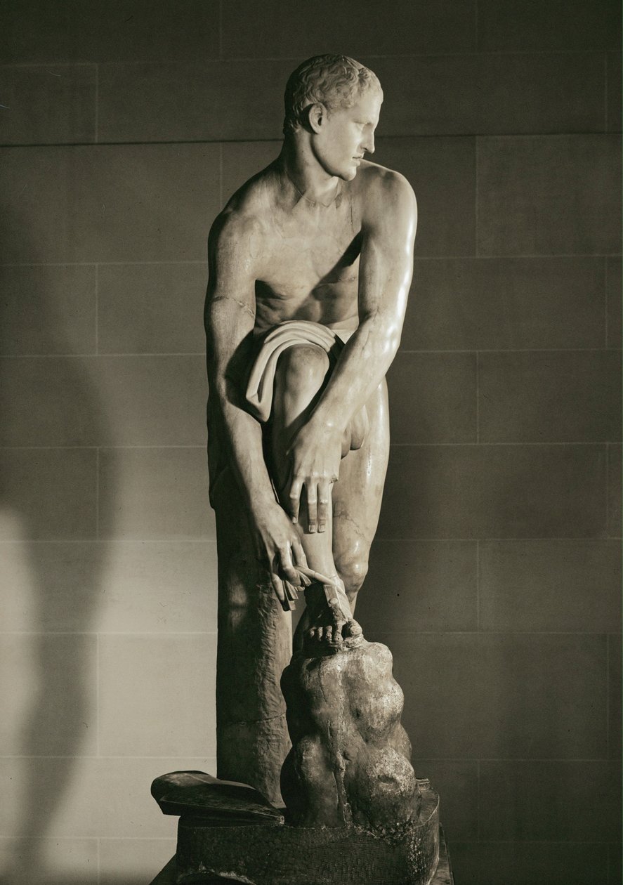 Hermes che lega il suo sandalo ... da Lysippos (after)
